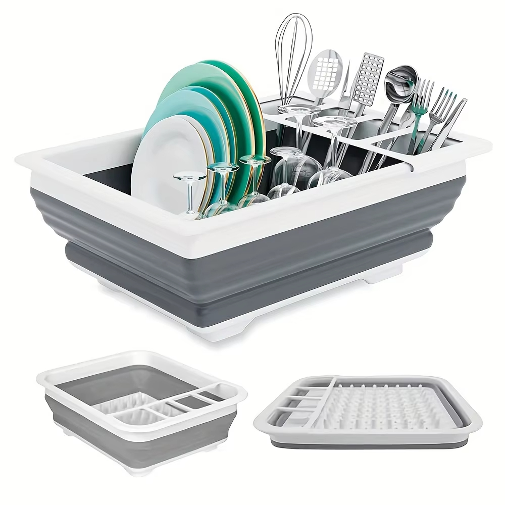 Outdoor Camping World - Stendino per piatti pieghevole con portautensili,