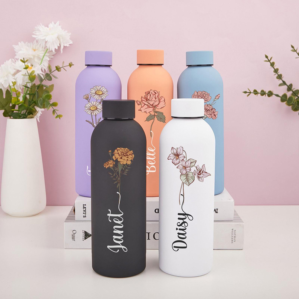 Outdoor Camping Direct - Borraccia Personalizzata con Motivi Floreali, Bottiglia