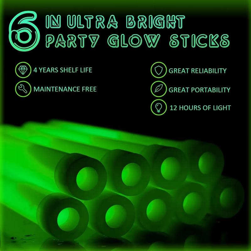 Glow Sticks Survival - Bastoncini luminosi a LED da 6-12