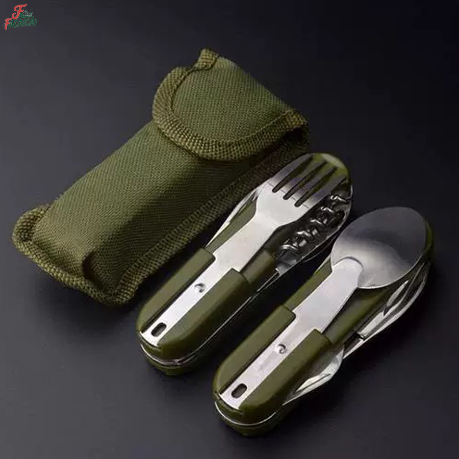Outdoor Camping World - Set da Viaggio 5-in-1 in Acciaio