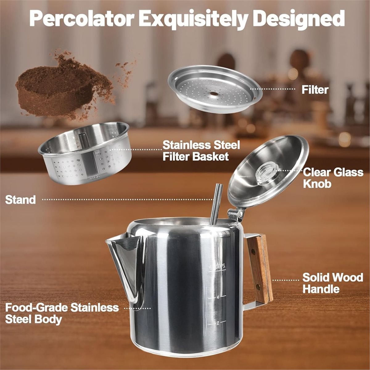 Camp Percolator Coffee - Caffettiera da 6 tazze Caffettiera in